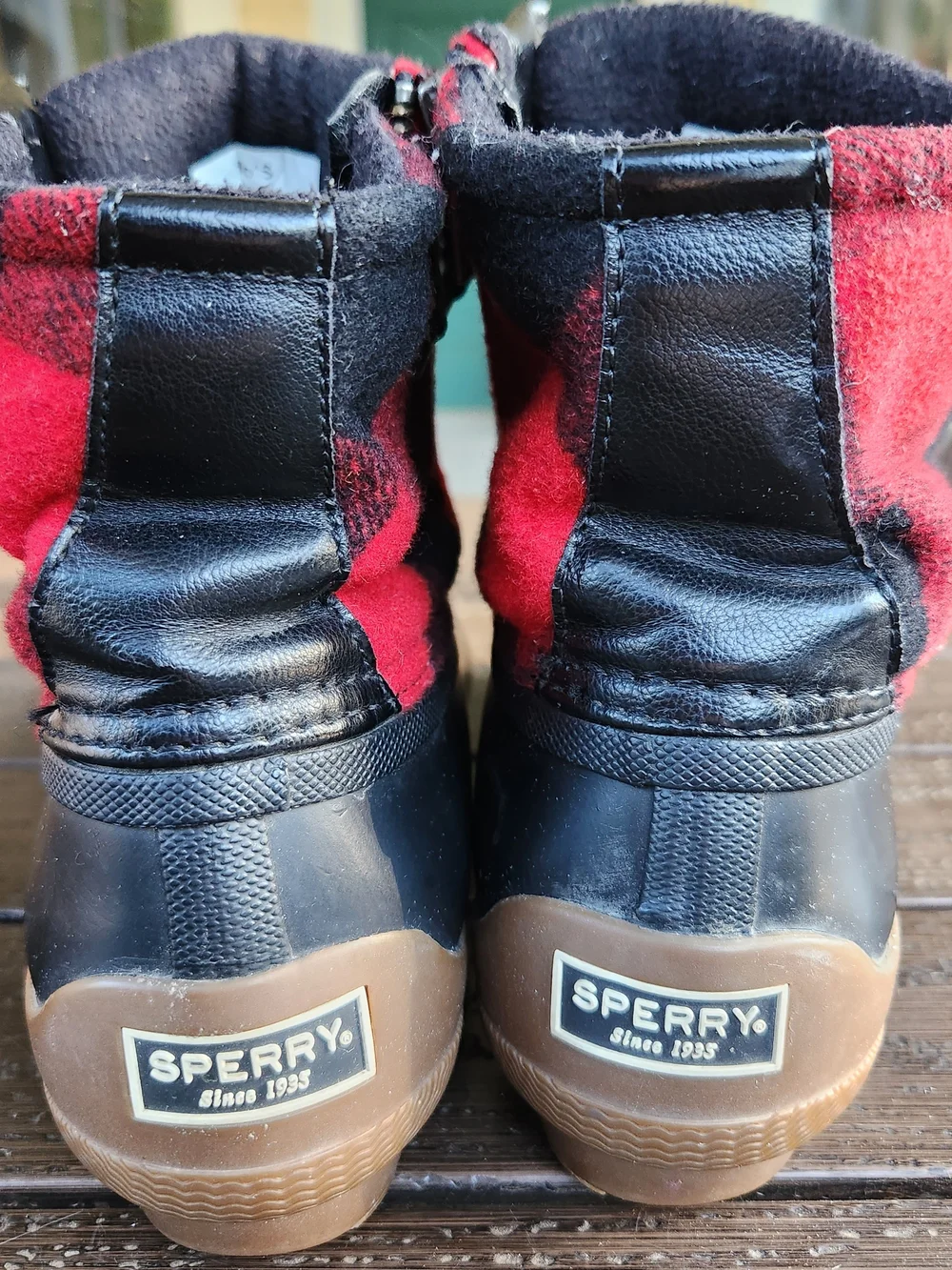 Sperry Topsider Saltwater Duck Lug Boot Waterproof Buffalo Check Plaid Size 8.5